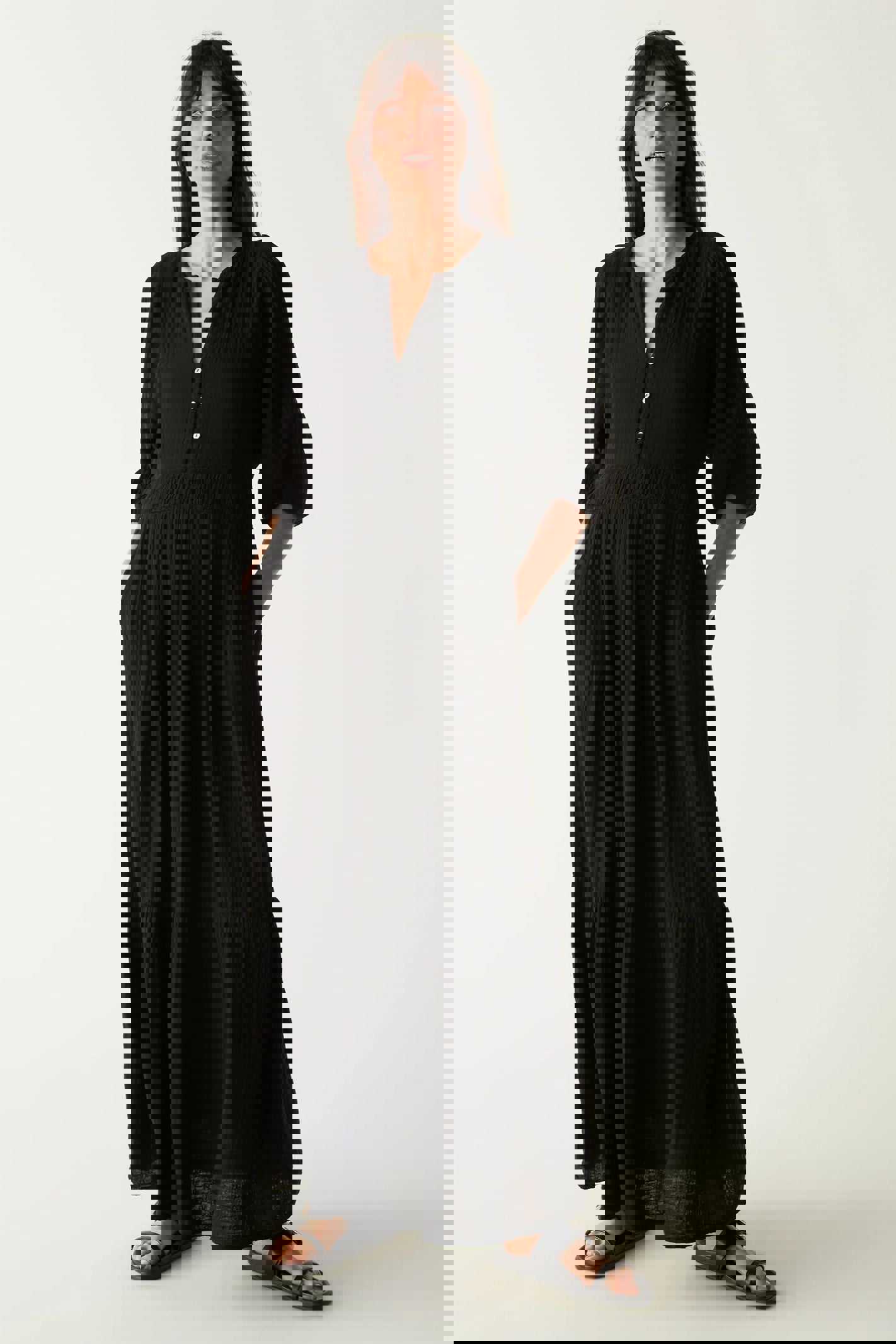 Felicity Gauze Maxi Dress in Black