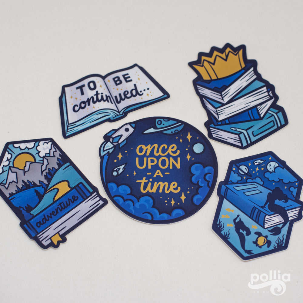 Bookish & Beyond Stickers - Glossy Vinyl with Gold Accents