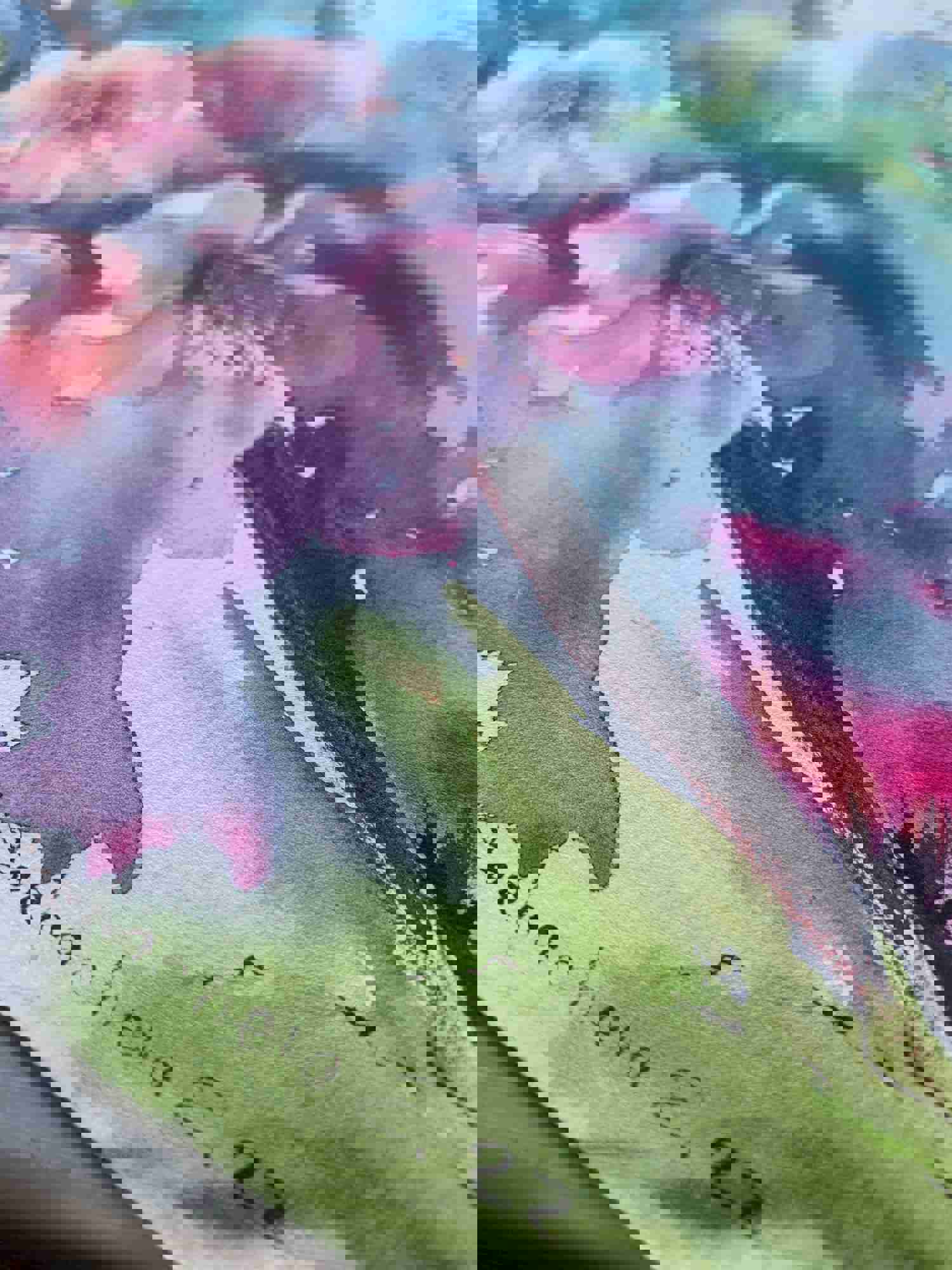 Pink Flower Painting, Original Watercolor Art, Blooming Flowers Tree, Botanical Wall Decor, Wedding Gift, Nature Fine Art