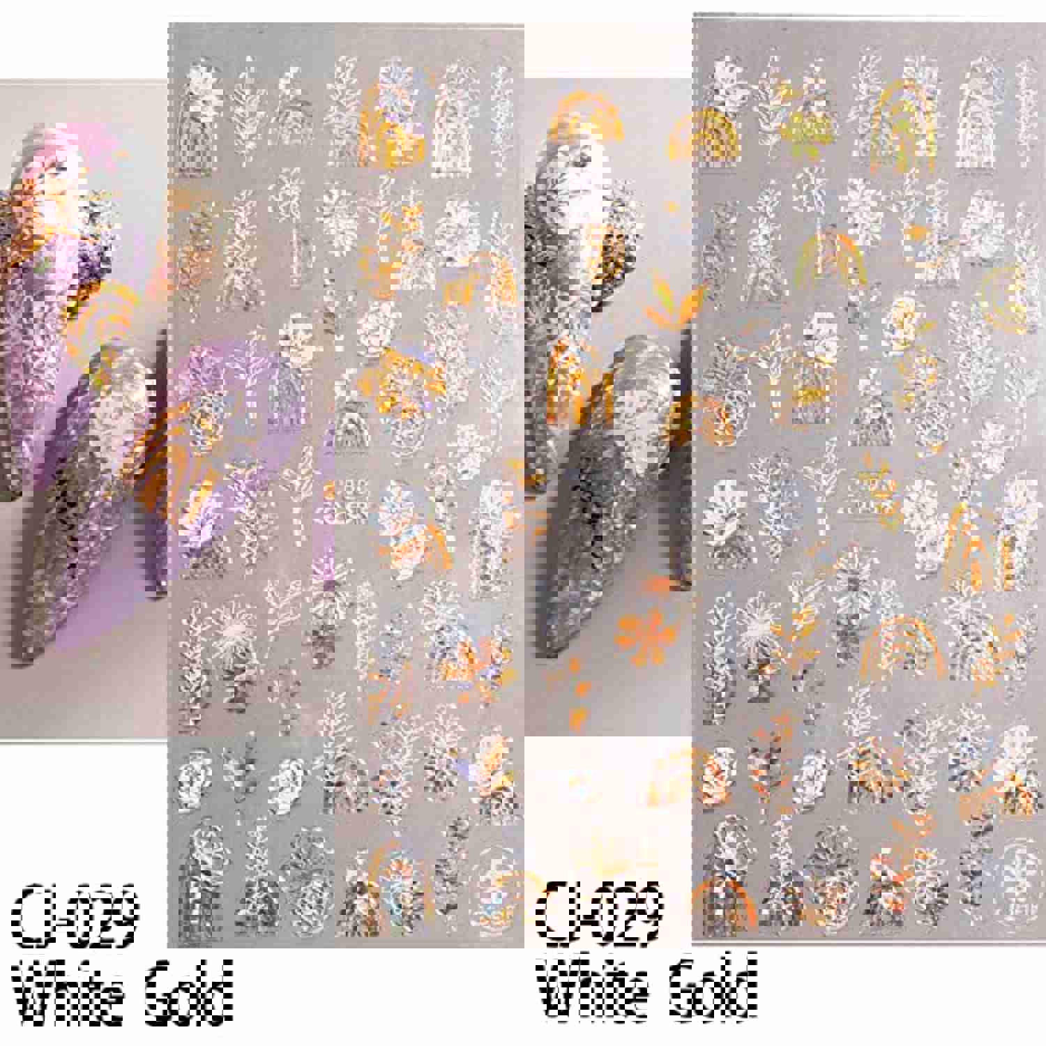 6 Sheets 3D Flower Nail Art Stickers - Gold, White, Bronzing Designs for Spring & Summer DIY Nail Decor