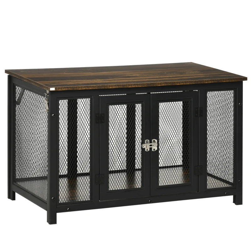 PawHut Heavy Duty Dog Crate Furniture with Removable Tray, Indoor Kennel End Table for Small Medium Dogs, Black