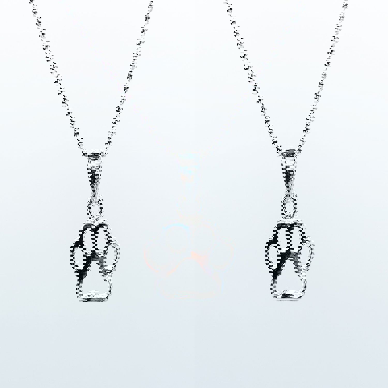 Doggie Hollow Paw Necklace - 925 Sterling Silver Pet Accessory