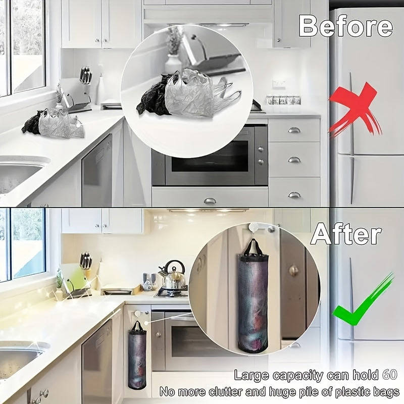 1pc Wall Hanging Trash Bag Organizer, Durable Washable Garbage Bag Holder for Plastic Bags