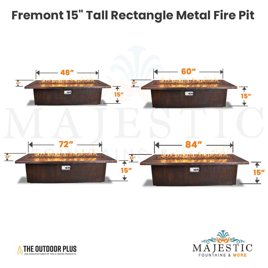 The Outdoor Plus Fremont 15 Tall Rectangle Metal Fire Pit with Free Cover