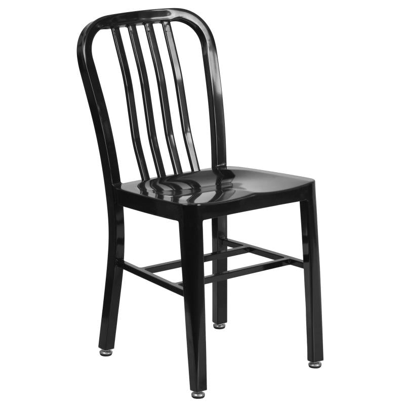 CH-51080TH-4-18VRT Flash Furniture Thomas Commercial Grade 24 Round Black Metal Indoor-Outdoor Table Set with 4 Chairs