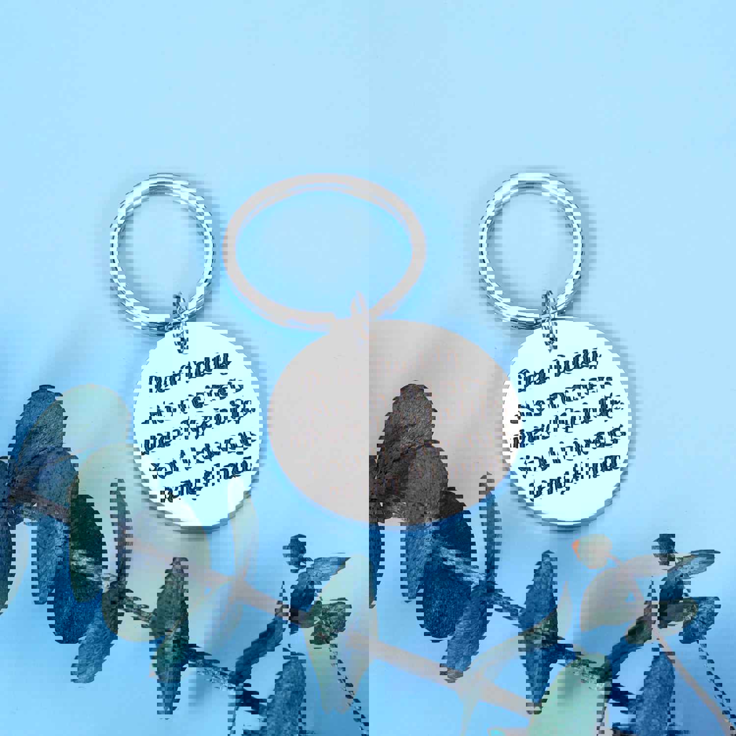 Personalized Fathers Day Keychain Gift for Dad from Daughter Son Kids