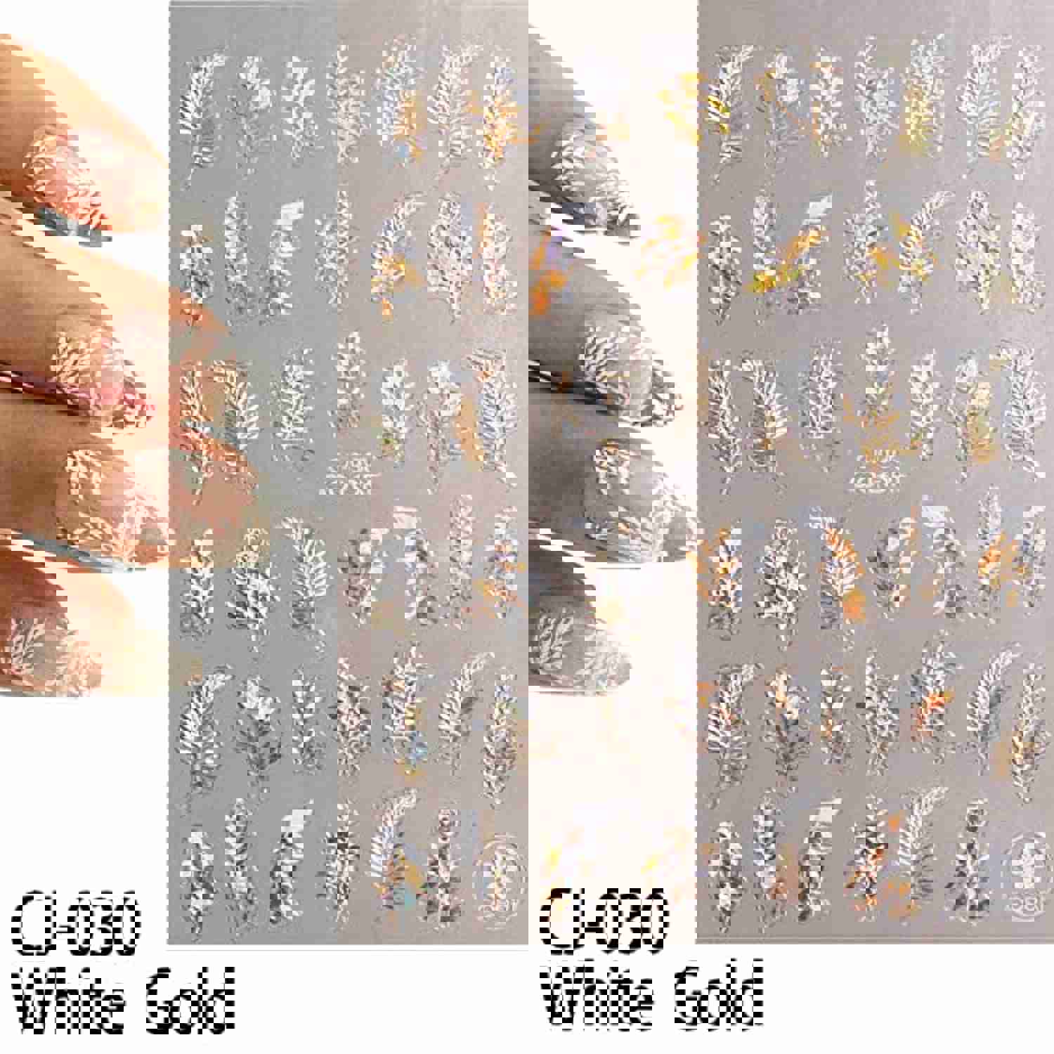6 Sheets 3D Flower Nail Art Stickers - Gold, White, Bronzing Designs for Spring & Summer DIY Nail Decor