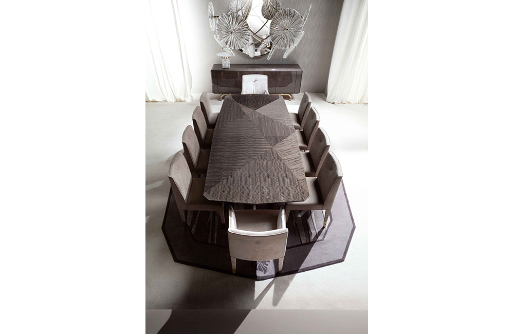 Infinity Rectangular Table with Wooden Base and Gold Chrome Details