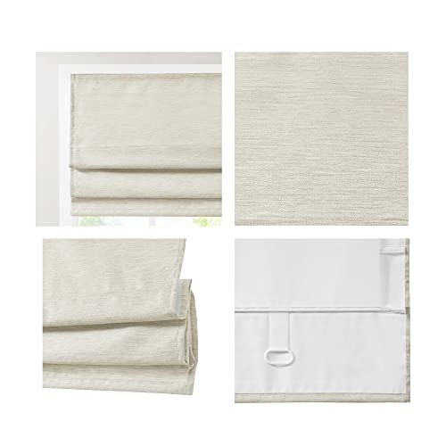 Madison Park Como Ivory Cordless Roman Shade - Room Darkening, Energy Efficient Window Treatment