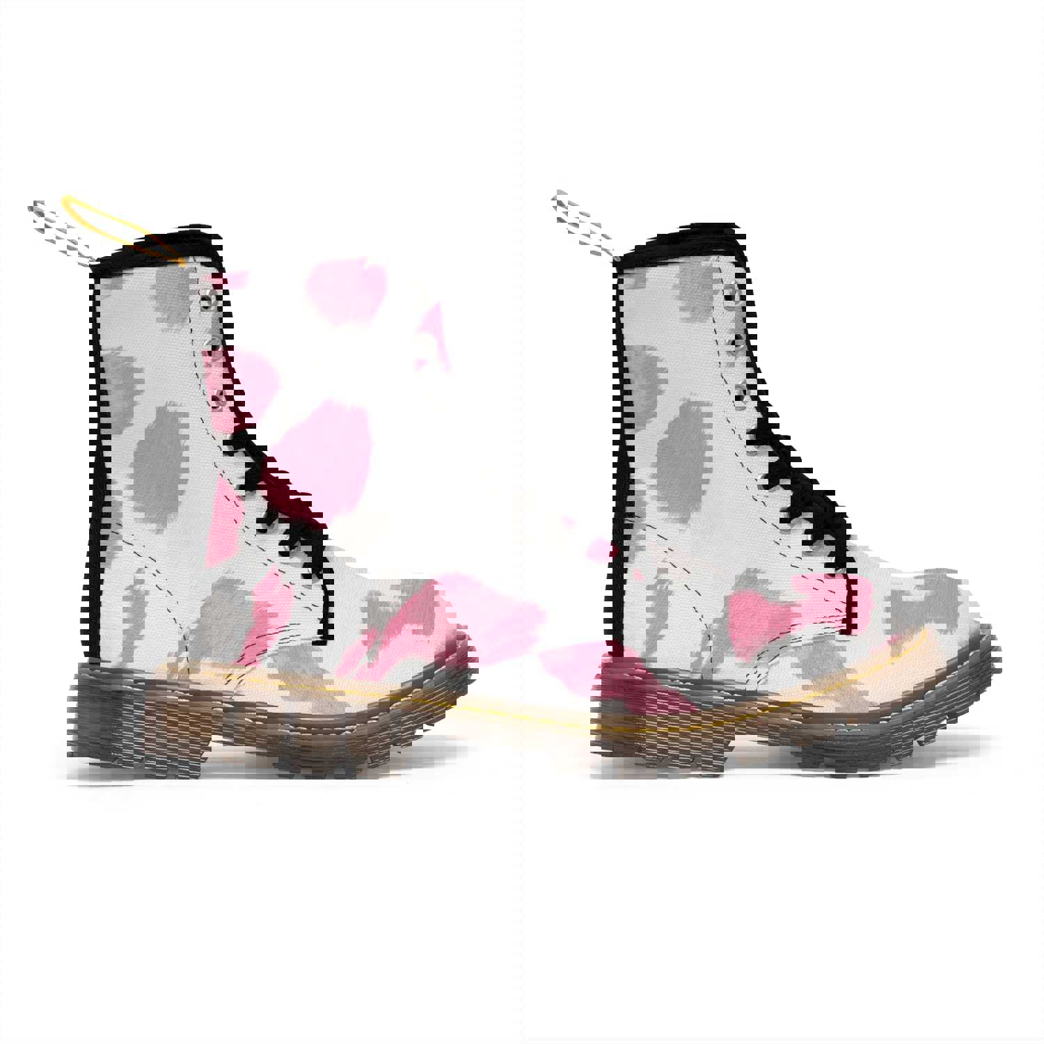 Pink Cow Print Canvas Boots for Women