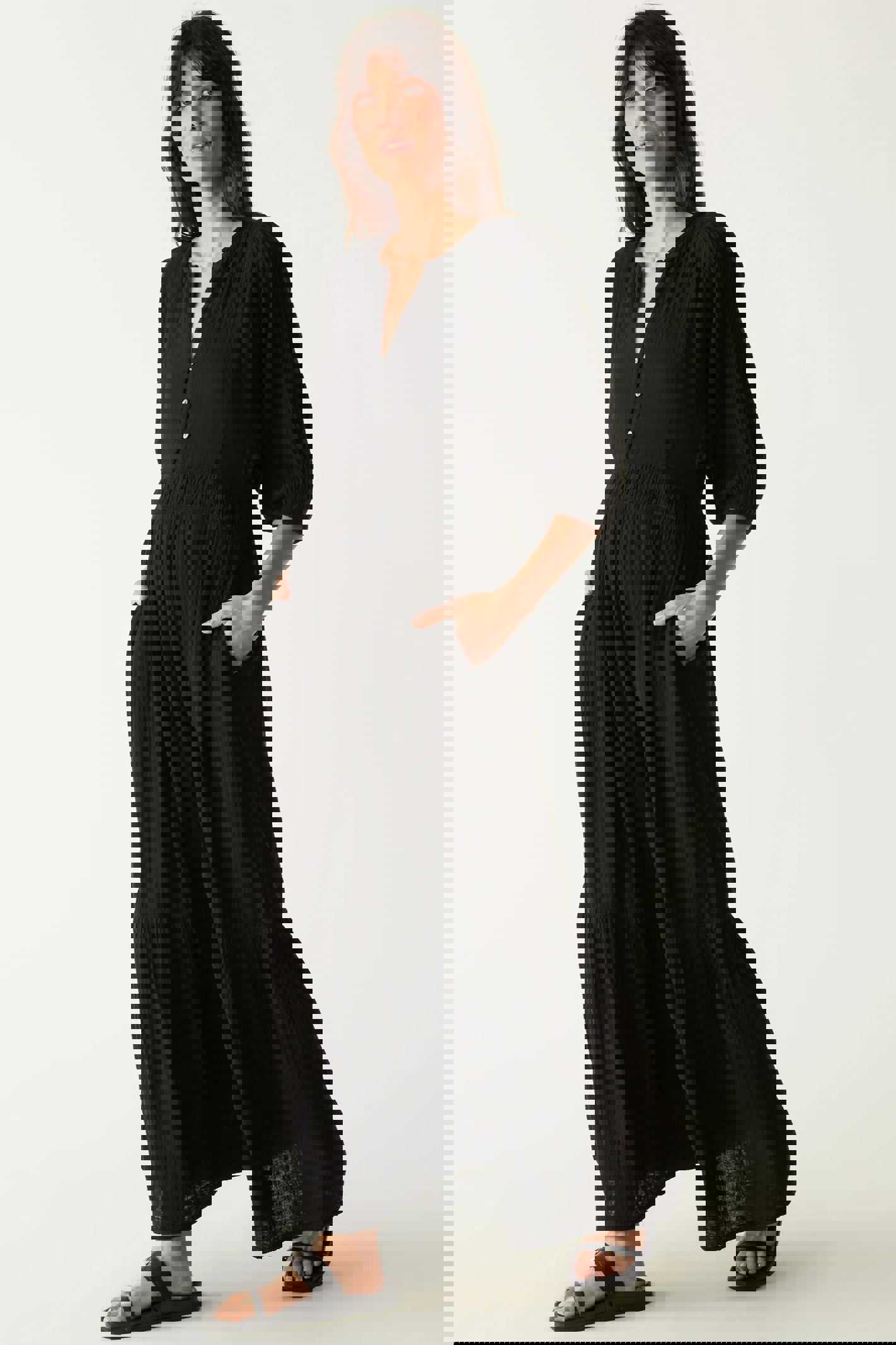 Felicity Gauze Maxi Dress in Black