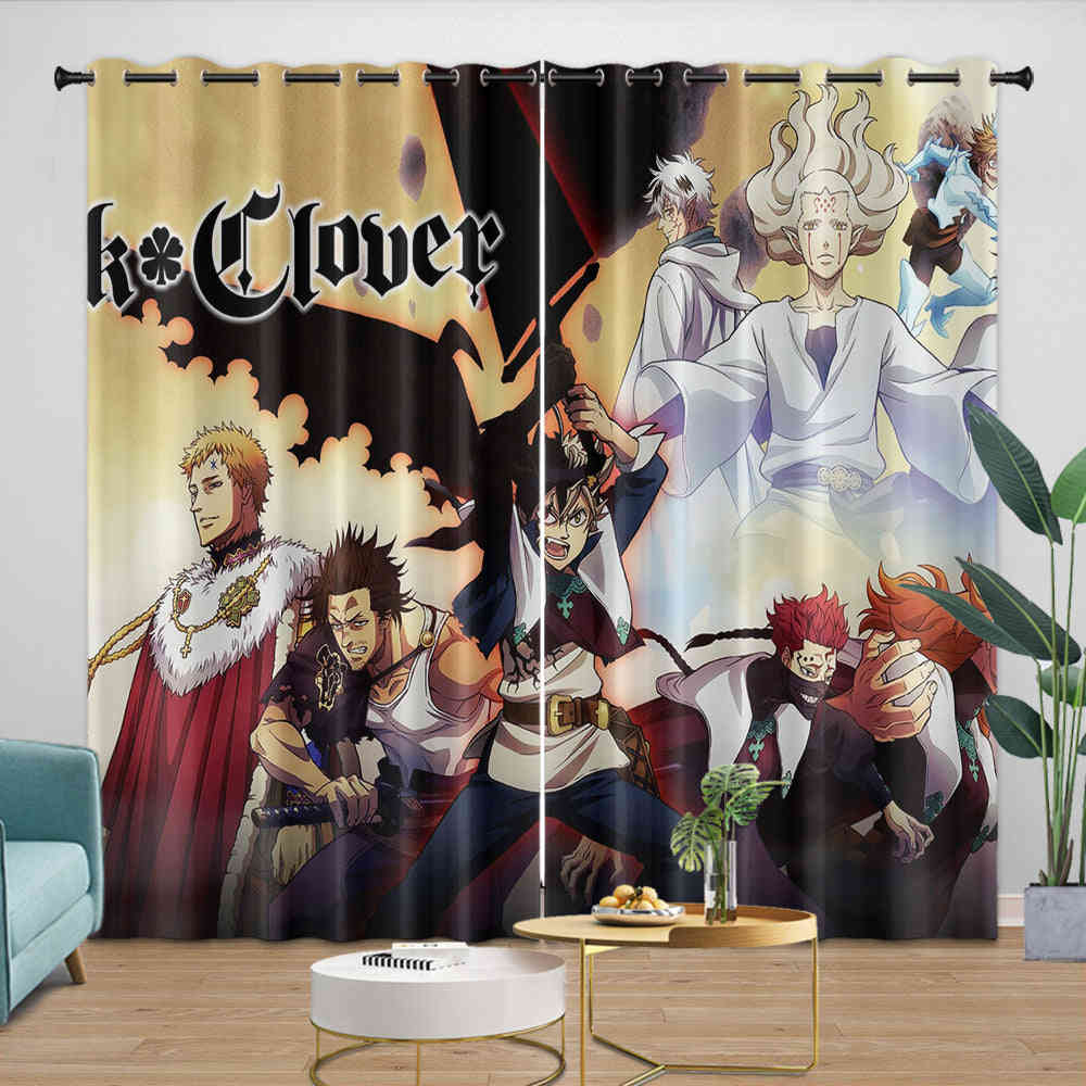 Black Clover Blackout Curtains - HD 3D Printing, Noise Reducing Window Drapes