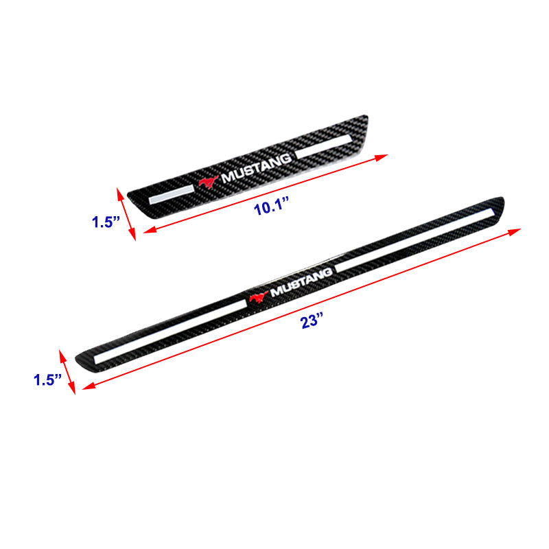 Mustang Carbon Fiber Car Door Welcome Plate Sill Scuff Cover Decal Sticker 4pc Set