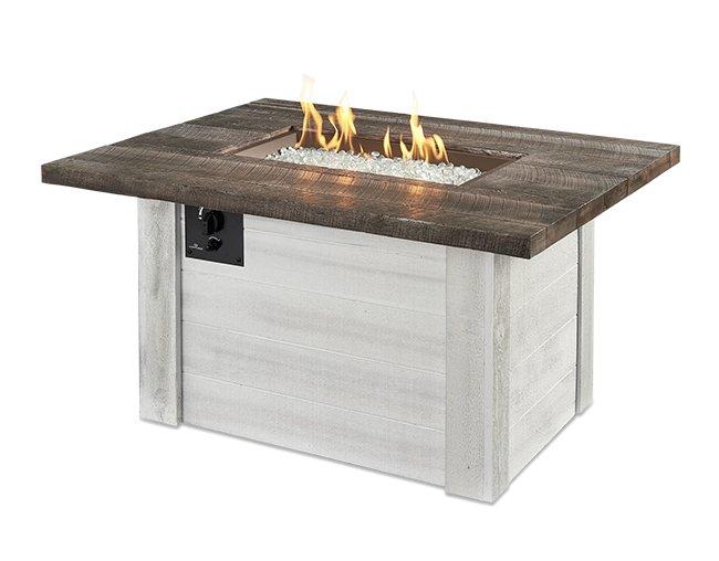 OGC Alcott Rectangular Gas Fire Pit Table with Modern Farmhouse Design