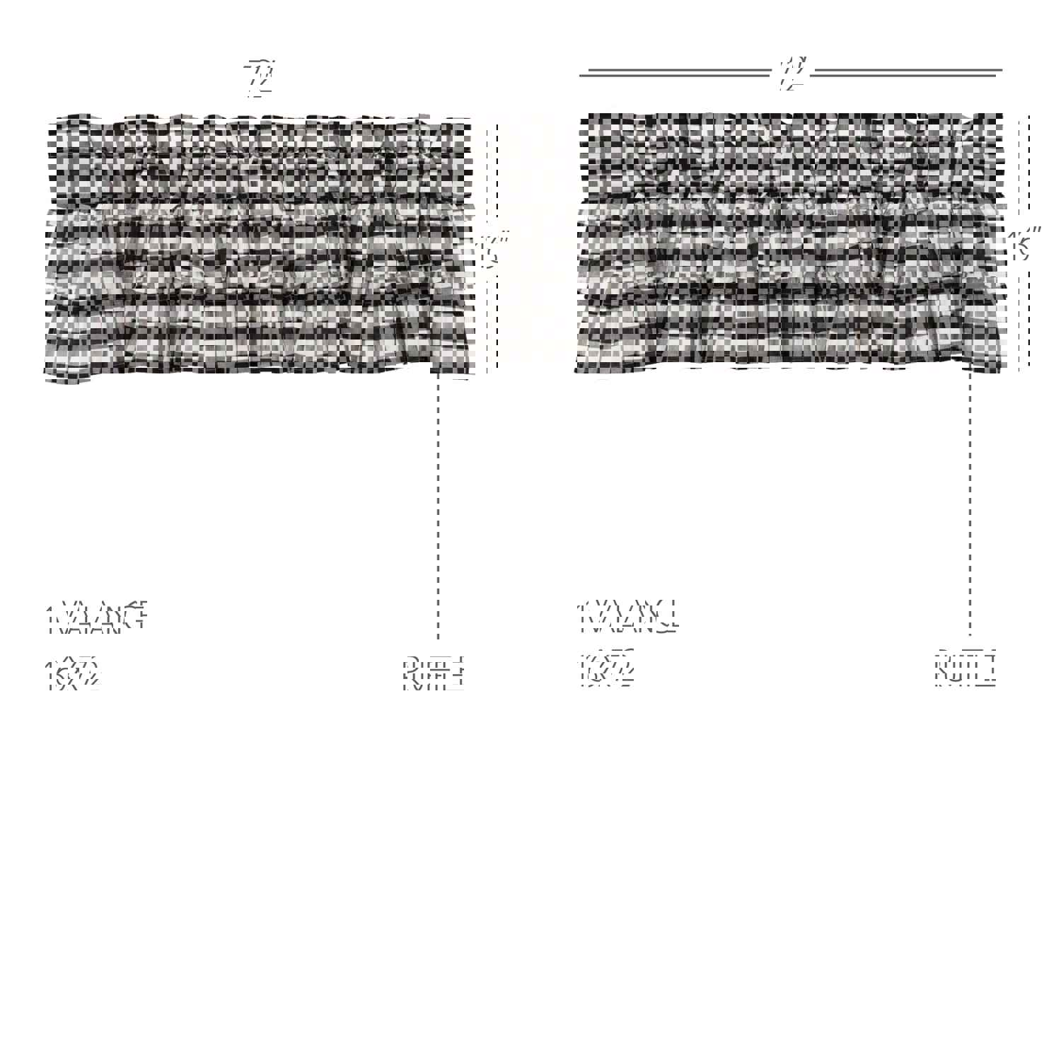 Annie Buffalo Black Check Ruffled Valance 16x72 - Classic Farmhouse Style Window Decor
