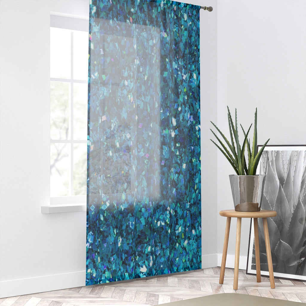 BLUE SEQUIN PRINT - SHEER Window Curtain