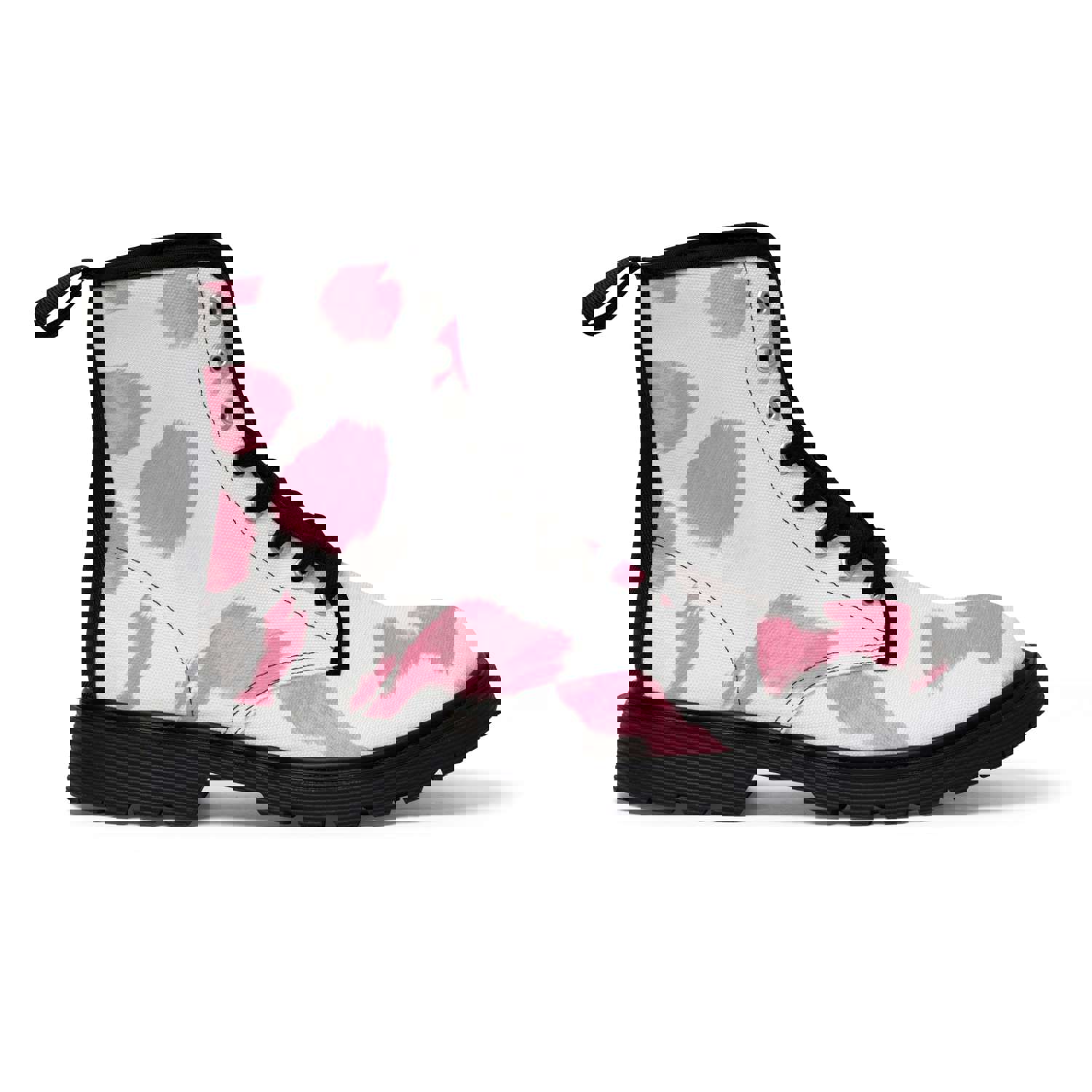 Pink Cow Print Canvas Boots for Women