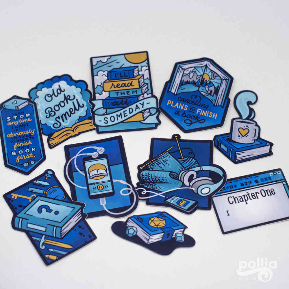 Bookish & Beyond Stickers - Glossy Vinyl with Gold Accents