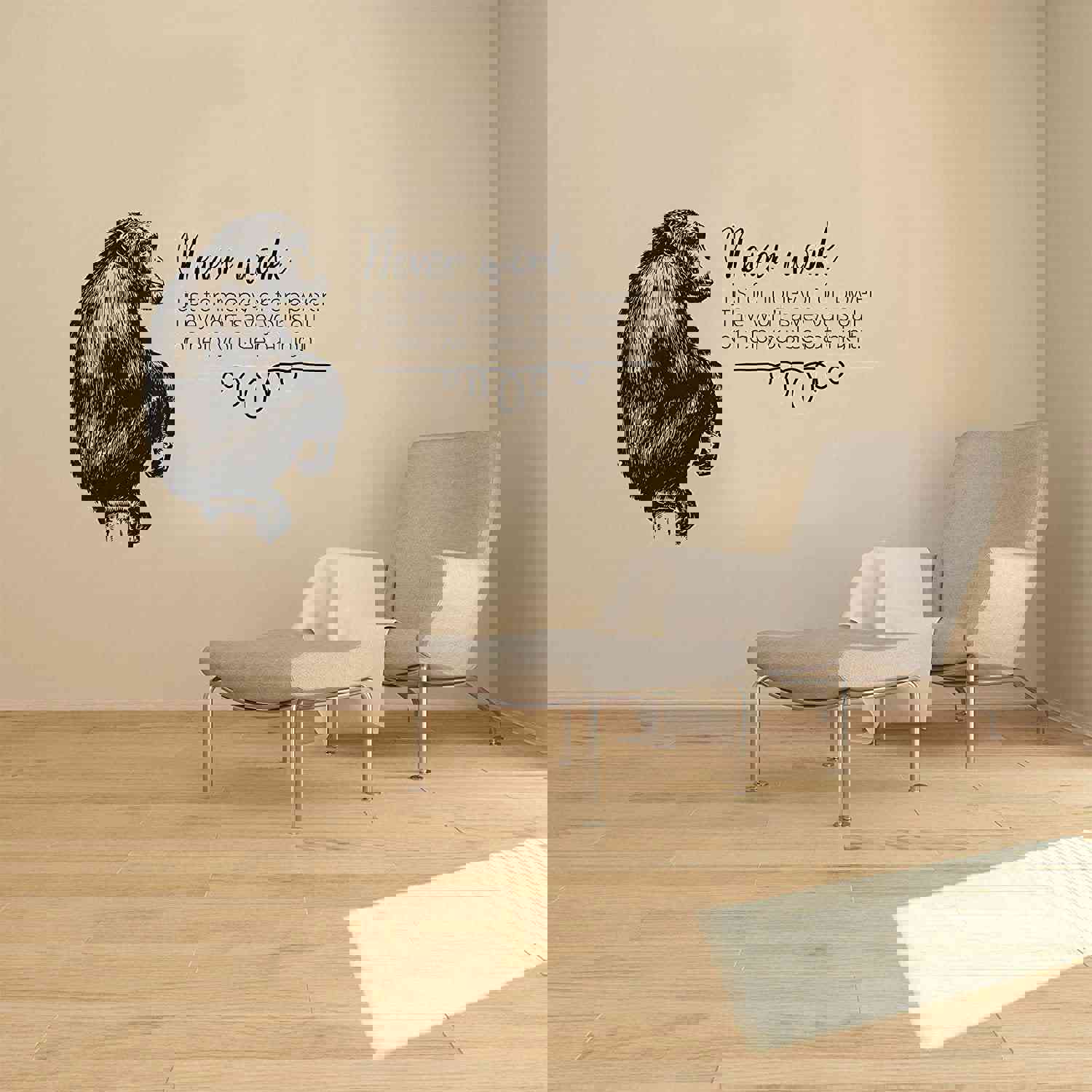 Animal Life Quote Vinyl Wall Sticker Decal - Never Work Monkey Motivation Quote