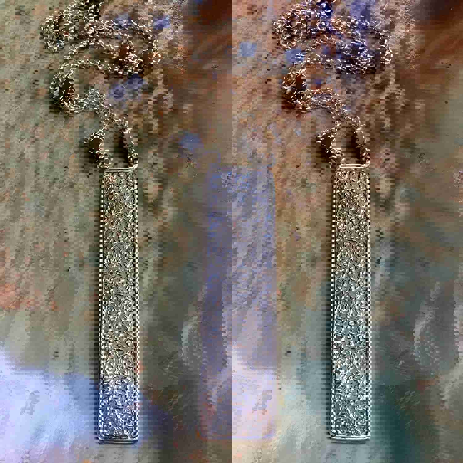 Silver Filigree Pendant Necklace with Pyrite Stones - Our Finest Days N2040