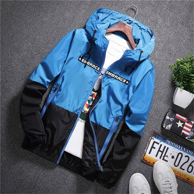 NaranjaSabor 2020 Men's Fashion Patchwork Hooded Jacket - Slim Fit, Multiple Colors & Sizes