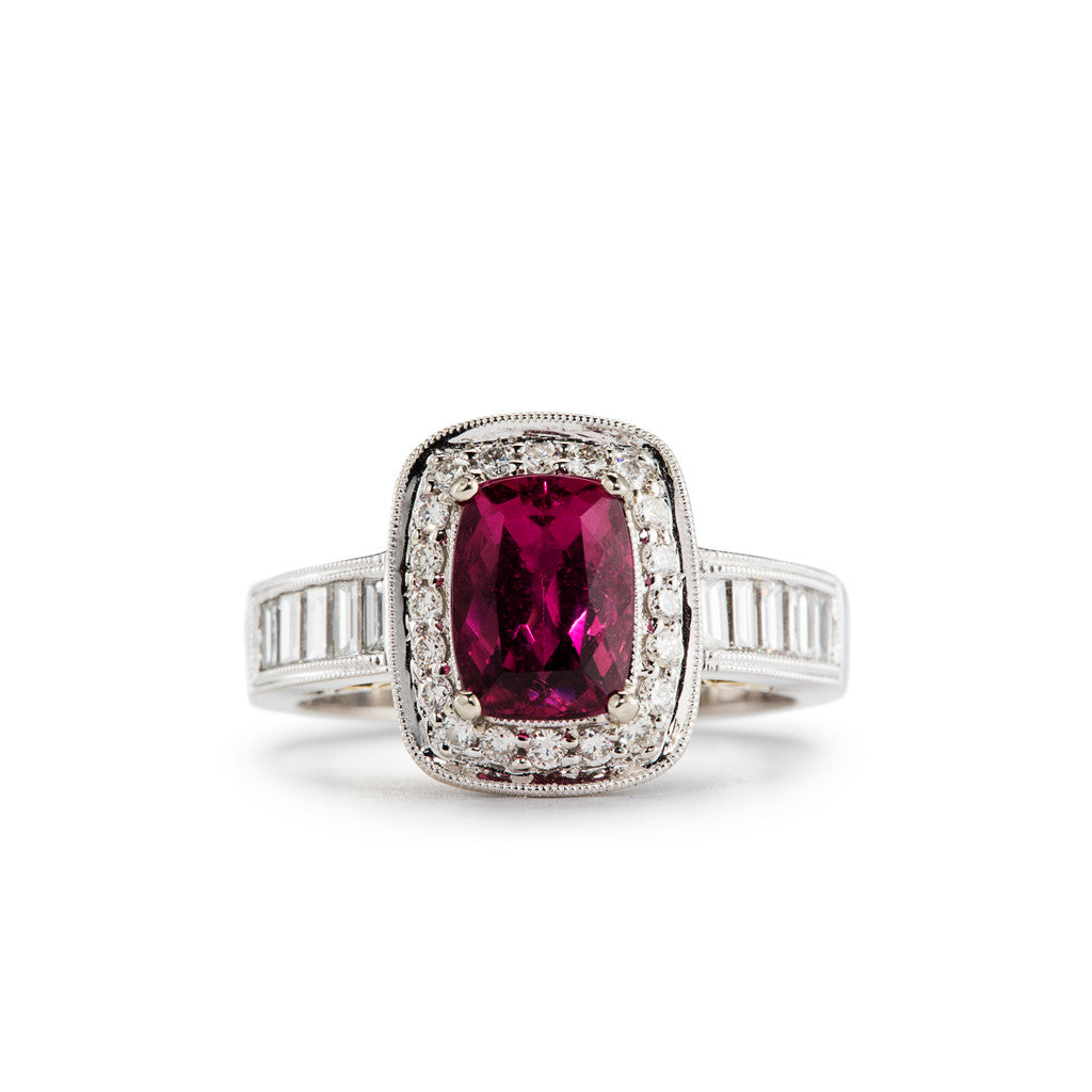 Sleeping Beauty 18k White Gold Ring with Pink Rubellite Tourmaline