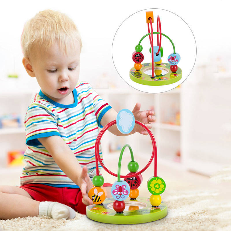 Wooden Roller Coaster Early Learning Educational Puzzle Math Toy for Children 1-3 Years