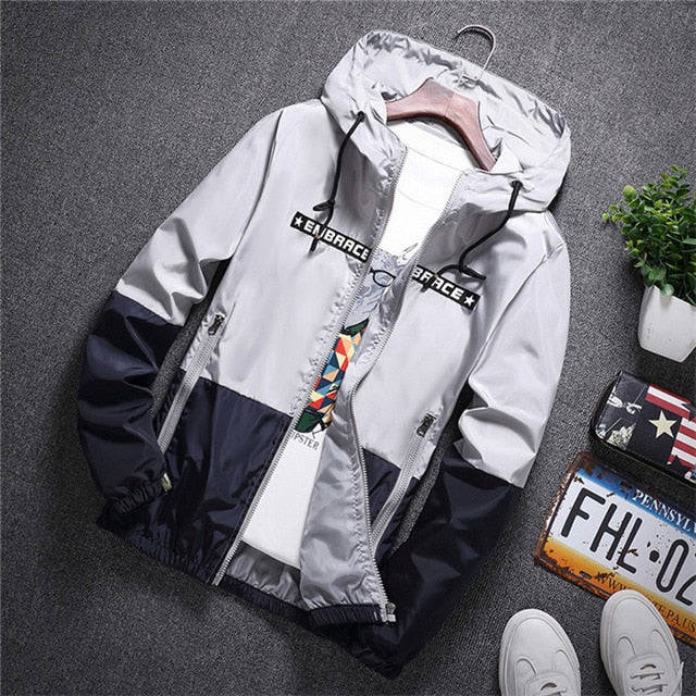 NaranjaSabor 2020 Men's Fashion Patchwork Hooded Jacket - Slim Fit, Multiple Colors & Sizes