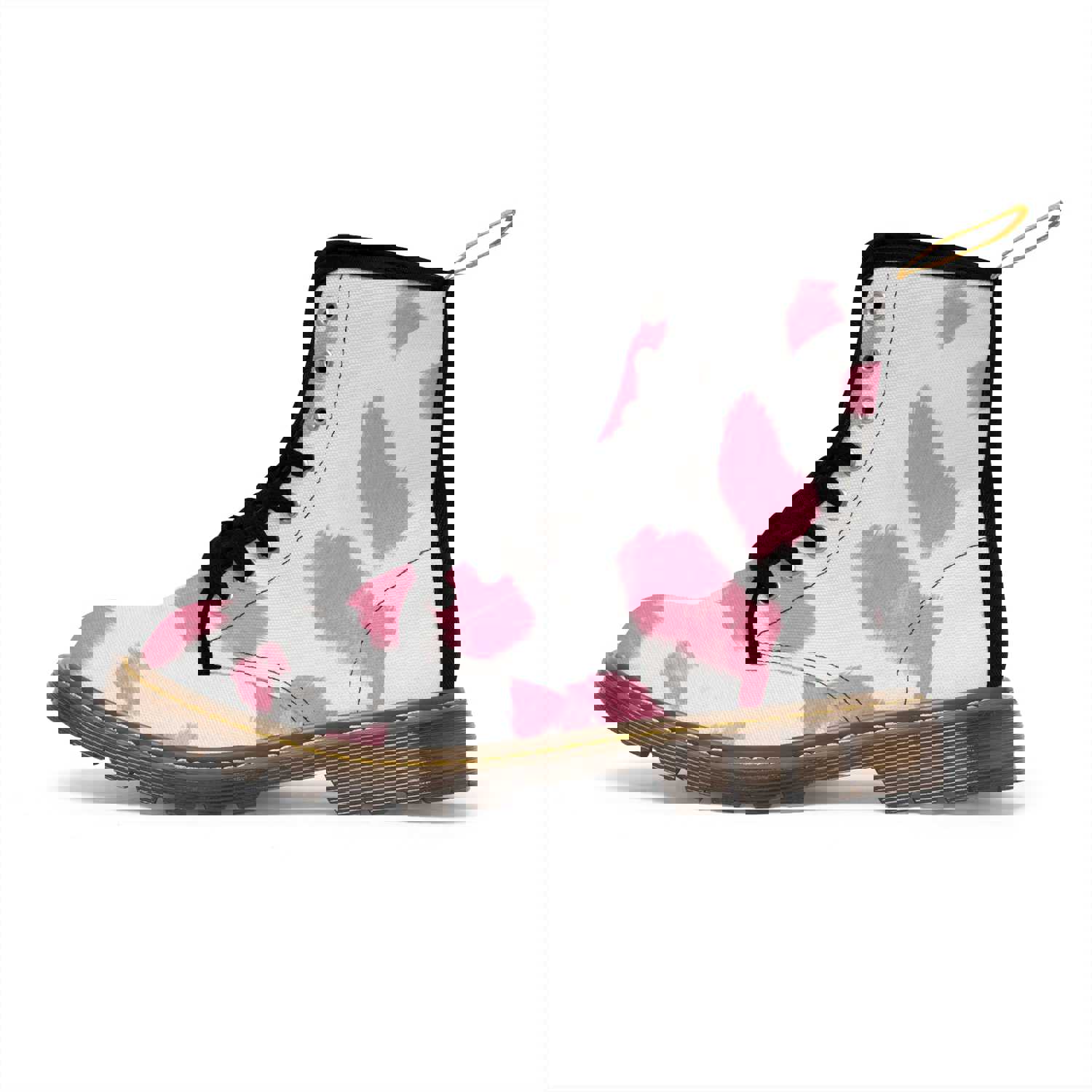 Pink Cow Print Canvas Boots for Women