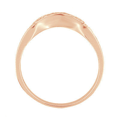 Art Deco Curved Wedding Band in 14K Rose Gold