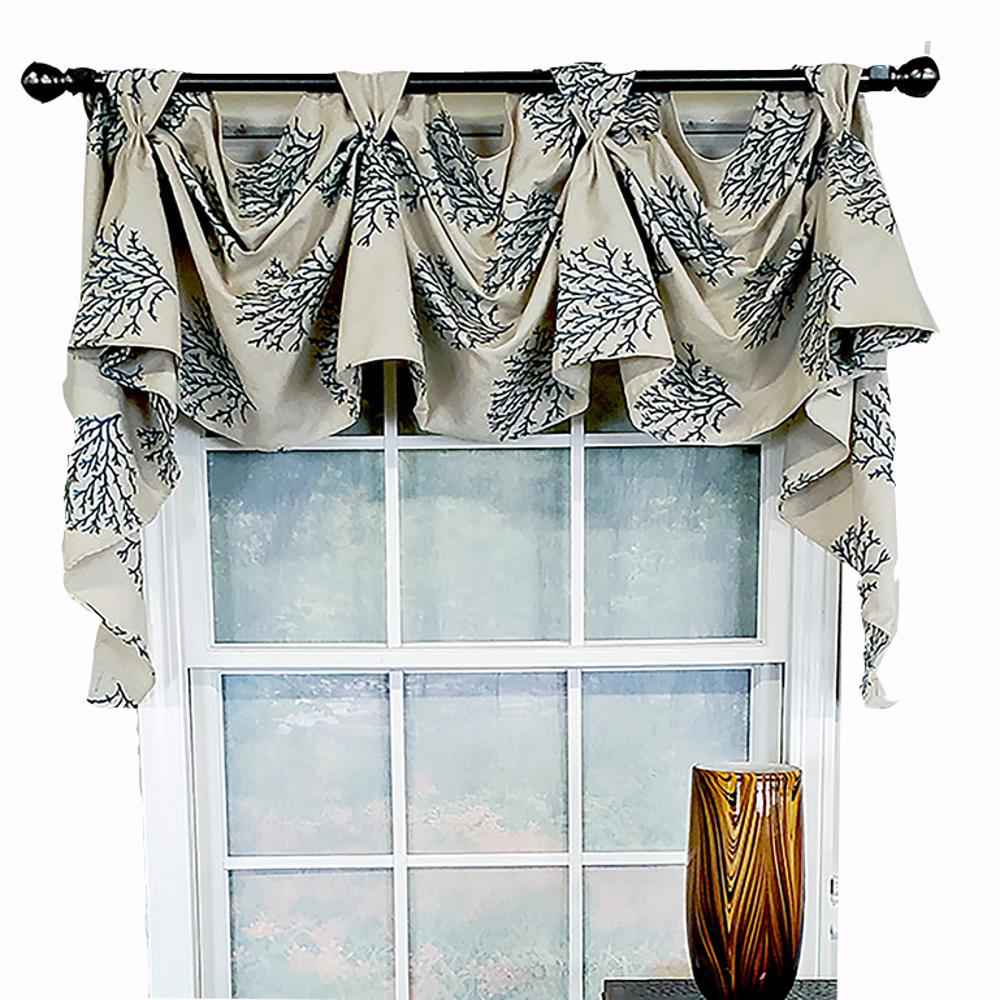 RLF Home Luxurious Modern Design Classic Deep-Sea Victory Swag 3-Scoop Window Valance 50 x 25