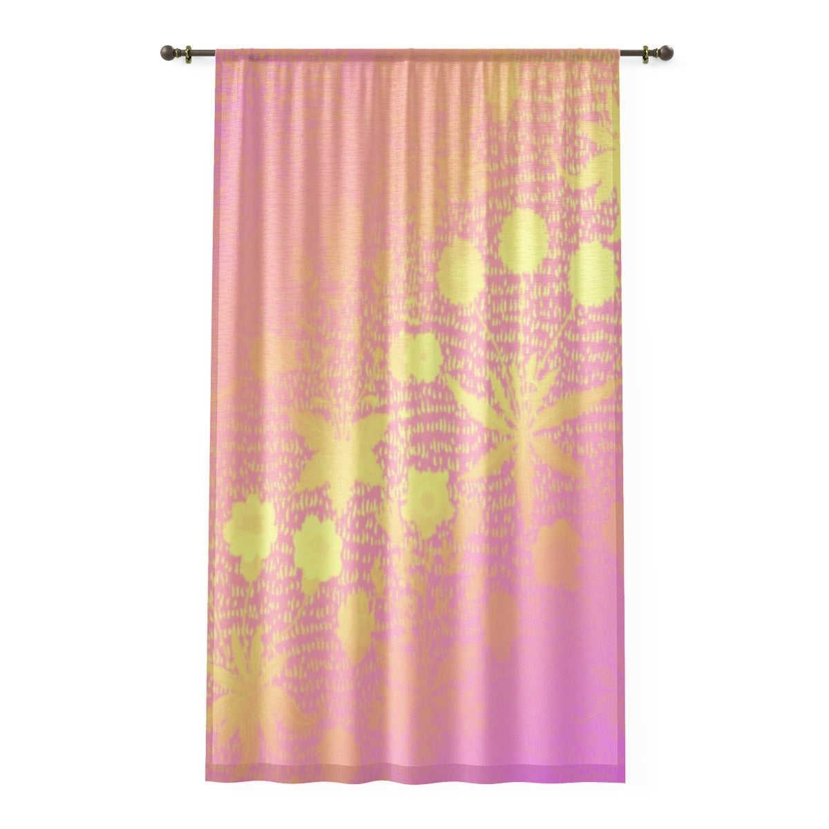 ROSE FLOWER BROCADE PRINT - SHEER Window Curtain