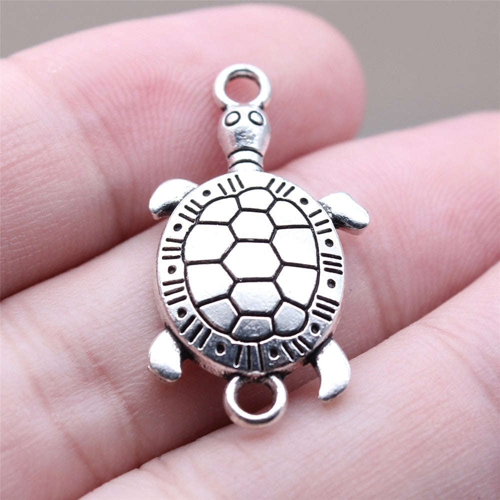 10pcs Antique Silver Sea Turtle Connector Pendant for DIY Jewelry Making