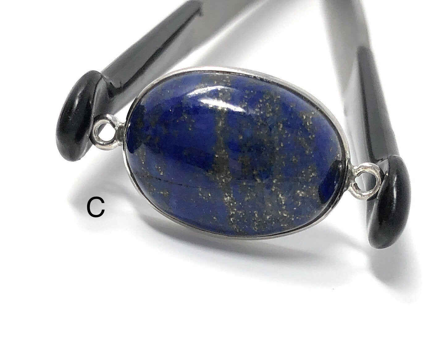 3 Pcs Lapis Lazuli Gemstone Connector for DIY Jewelry Making, Sterling Silver Findings