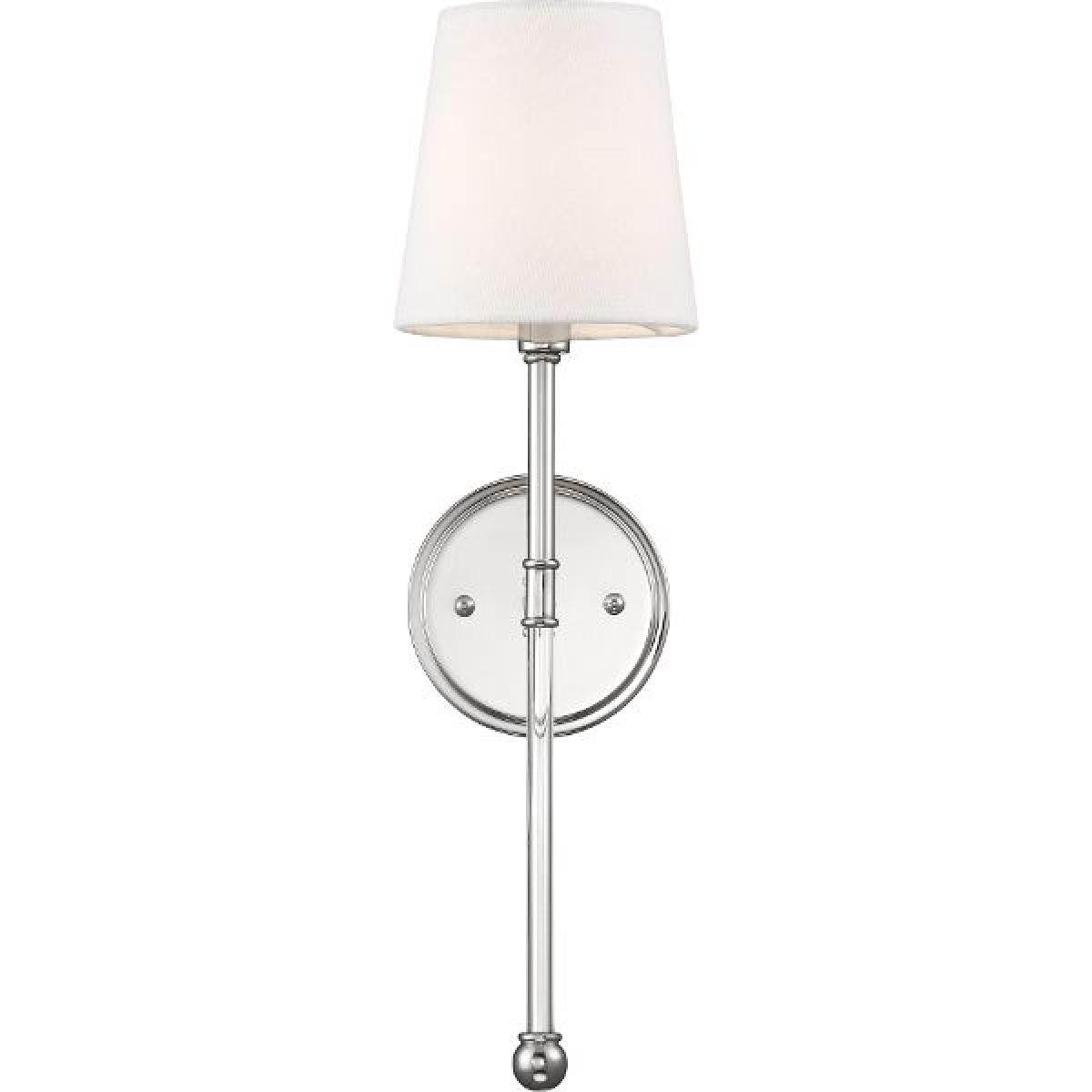 OLMSTEAD 1 Light Wall Sconce with White Linen Shade - Polished Nickel Finish