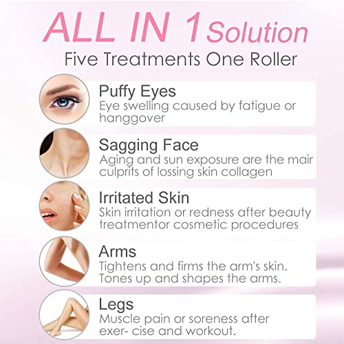 Rose Quartz Face Roller and Jade Roller Gua Sha Set - Pink Facial Massager for Skin Care and Puffiness Relief