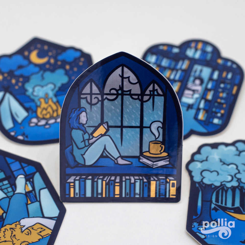 Bookish & Beyond Stickers - Glossy Vinyl with Gold Accents