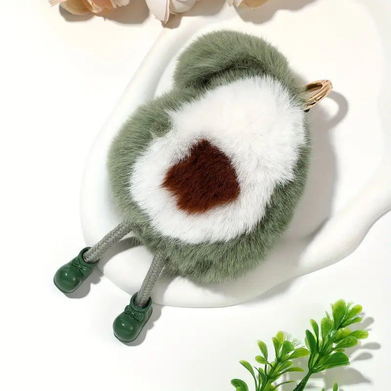 Plush Avocado Keychain - Cute Doll Key Ring for Purse, Bag, Backpack, and Car