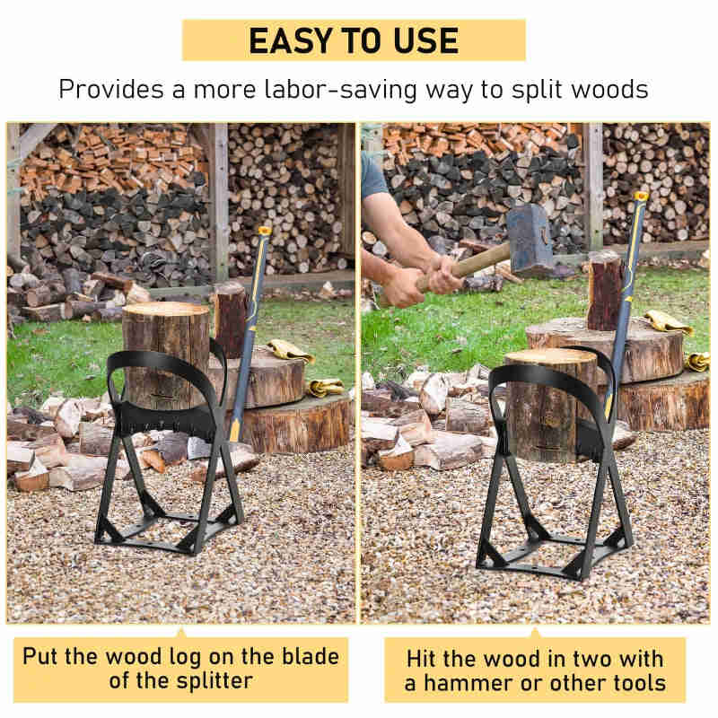 Outsunny Wood Splitter with Carbon Steel Wedge for Indoor/Outdoor Use