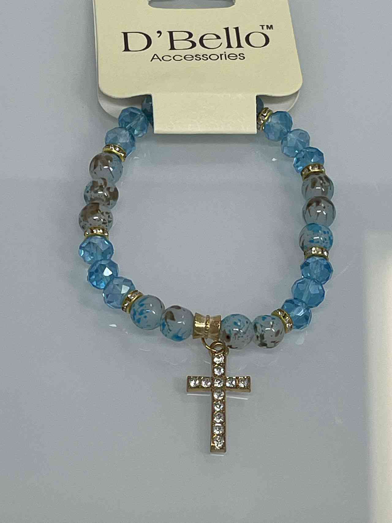 Crystal Beaded Bracelet with Full Diamond Cross Pendant - Stylish Hand Accessories & Gift