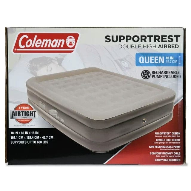 Coleman SupportRest PillowStop Double High Airbed with 120v Pump – Queen Size