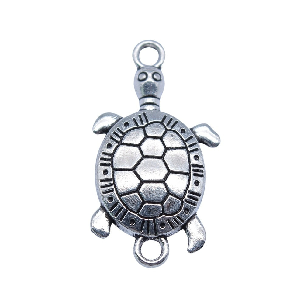 10pcs Antique Silver Sea Turtle Connector Pendant for DIY Jewelry Making