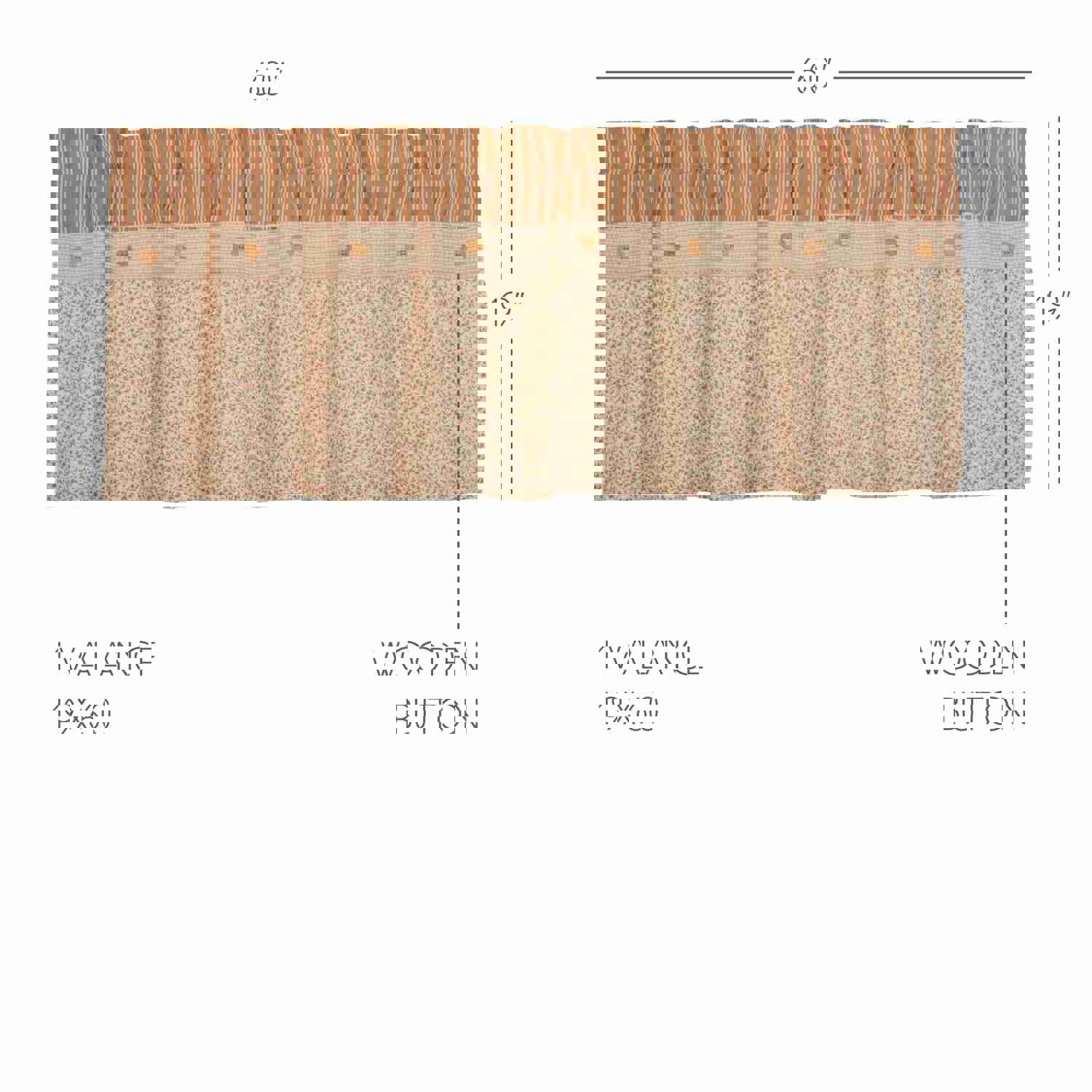 Farmhouse Valance Striped Floral Camilia Ruffled Window Curtain