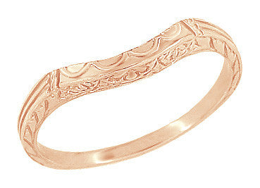 Art Deco Curved Wedding Band in 14K Rose Gold