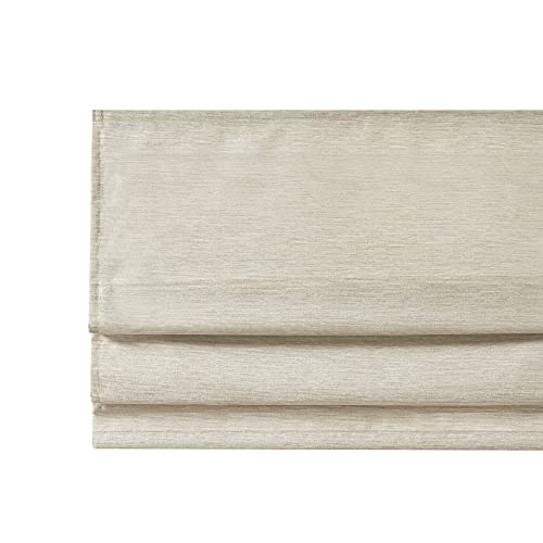 Madison Park Como Ivory Cordless Roman Shade - Room Darkening, Energy Efficient Window Treatment