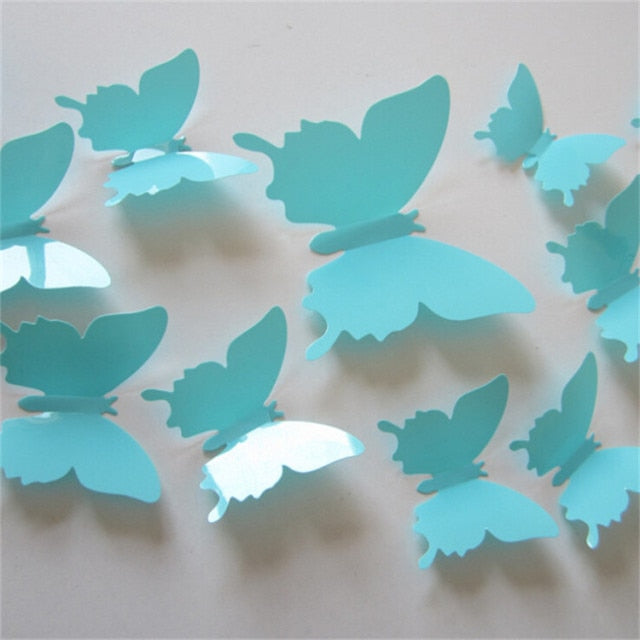 Qfdian 24Pcs/Lot PVC 3D DIY Butterfly Wall Stickers for Home Decor