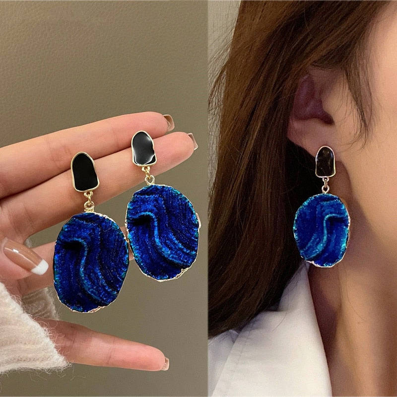 SHANGZHIHUA 2022 Trend Korea New Klein Blue Irregular Pendant Earrings for Women