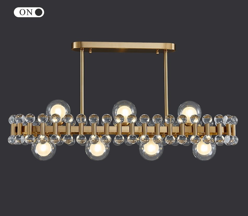 MIRODEMI® Gold Rectangle Colorful Crystal Chandelier for Dining Room & Kitchen Island