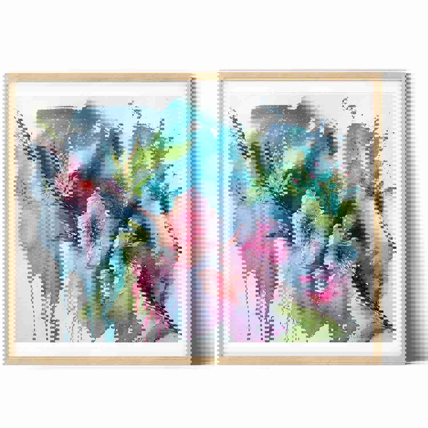 Pink Flower Painting, Original Watercolor Art, Blooming Flowers Tree, Botanical Wall Decor, Wedding Gift, Nature Fine Art