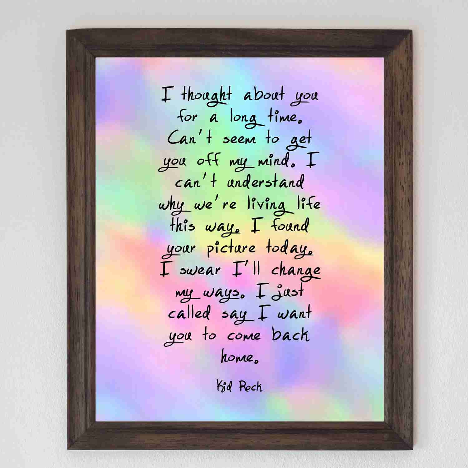 Kid Rock & Sheryl Crow-Picture Song Lyrics Wall Art Sign - 8 x 10 Rock Music Poster Print - Ready to Frame